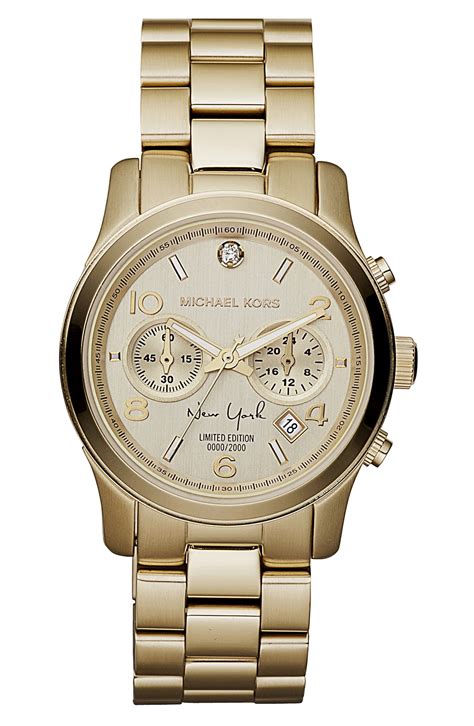 michael kors gold chronograph runway watch|Michael Kors runway chronograph watch.